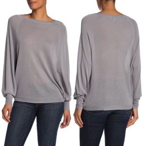 NWT BLVD Bat Wig Shimmer Sparkle Shirt Grey